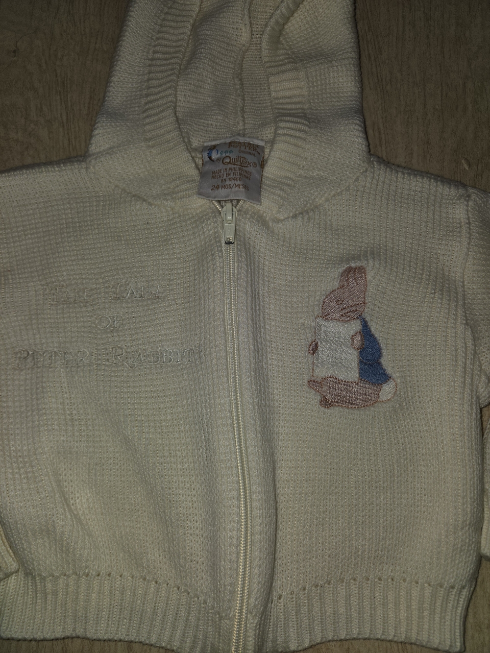 Cream Peter Rabbit Knit Zip Hoodie for Kids